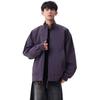 Unisex Oversized Stand Collar Jacket Fall Lightweight Casual Outerwear In Beige Purple Black