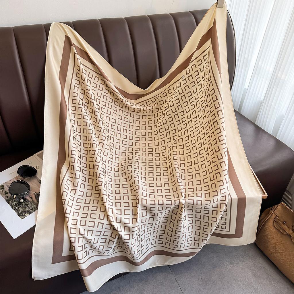 Spring and summer simple twill square scarf temperament commuter scarf decoration fashion shawl neck protection scarf sunshade headscarf women
