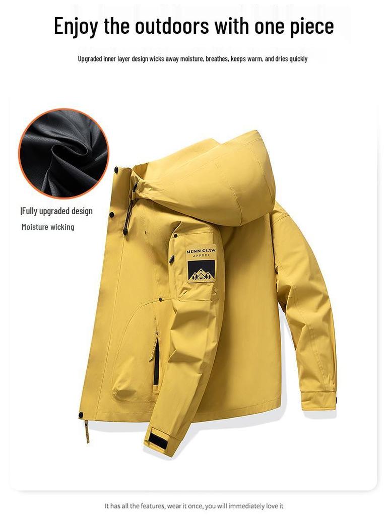 Men's 2025 Autumn Windproof Hooded Jacket: Korean Style Casual Sporty Mountaineering Windbreaker