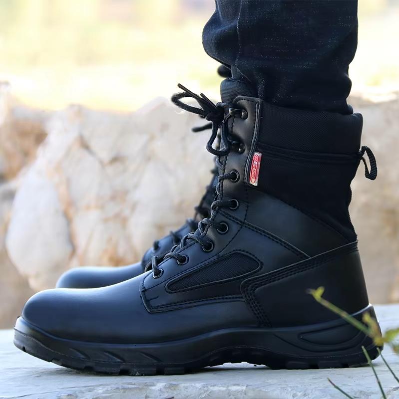 

безопасные ботинки больших размеров для мужчин повседневные рабочие ботинки из коровьей кожи со стальным подноском ботинок на платформе рабочие боты мужские охрана 280 чёрный