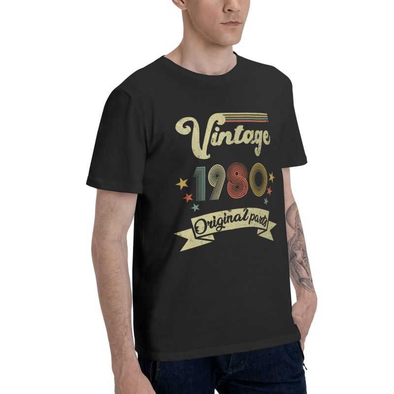 Vintage 1980 Original Parts T Shirts Men Short Sleeve Cotton T-shirt 41st Birthday 41Years Old Tee Harajuku Tshirt Gift