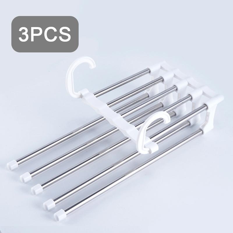 5 In 1 Folding Magic Pants Hangers Stainless Steel Space Saving Multi-layer Pants Rack Folding Wardrobe Storage Organization