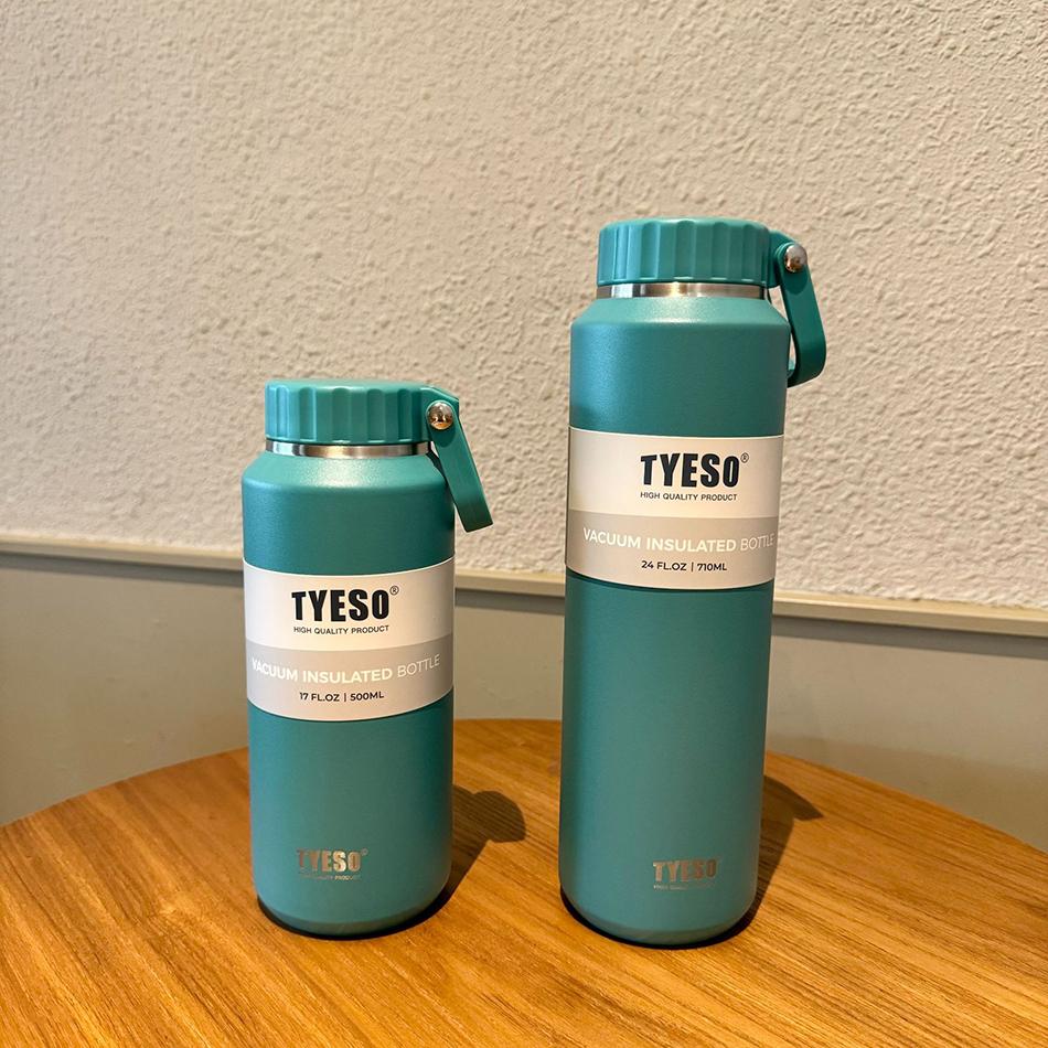 TYESO Vacuum Insulated Bottle Outdoor Sports Thermal Kettle Portable Handle 304 Stainless Steel Hot and Cold Drinking Water Cup