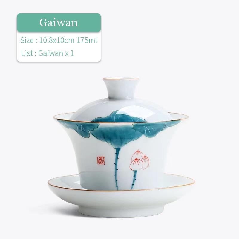 

175 мл Керамический Санцай Гайвань Расписанная вручную Чашка для чая с лотосом