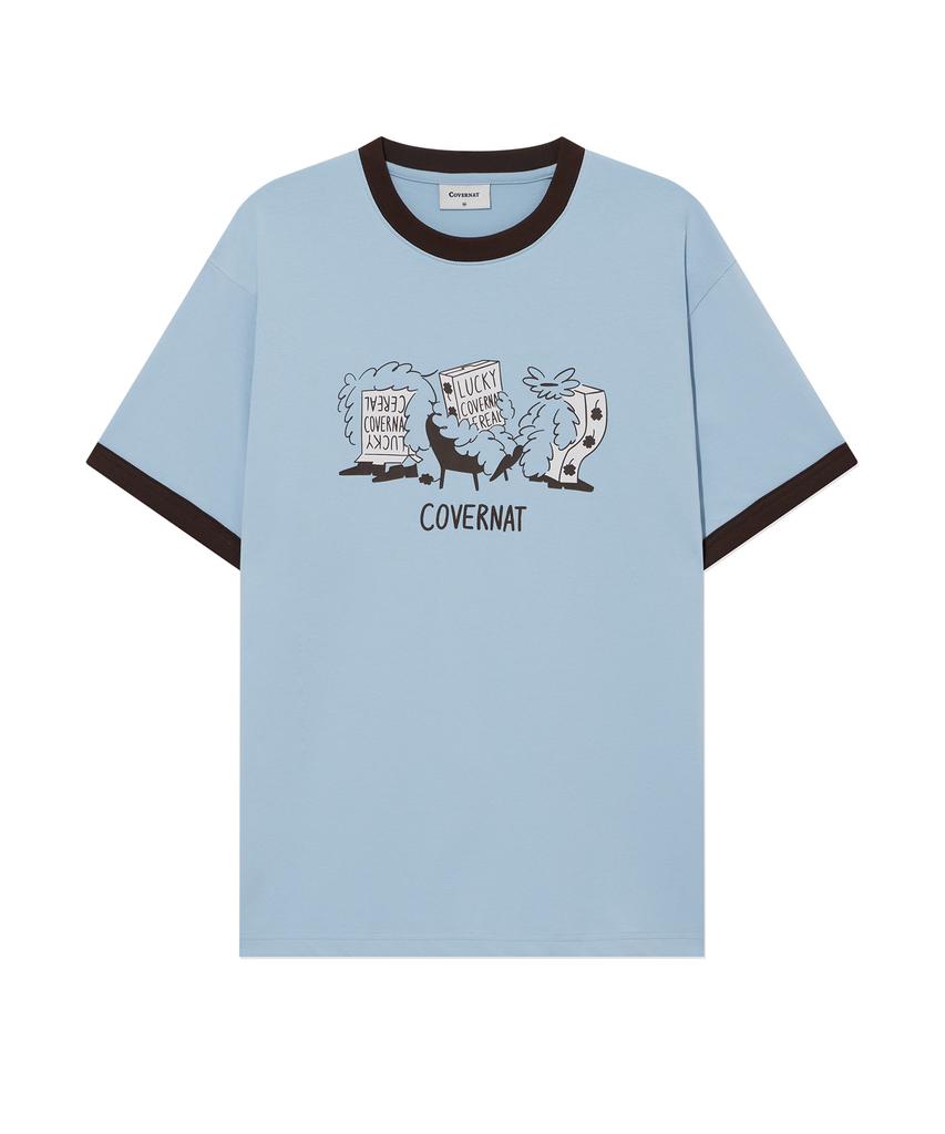 COVERNAT [Covernat X Hidana] Lucky Cereal Ringer T-Shirt Sky Blue