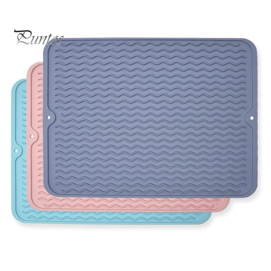 Dish Drying Mat Thick Non Slip Silicone Heat Resistant Drain Pad for Kitchen Counter