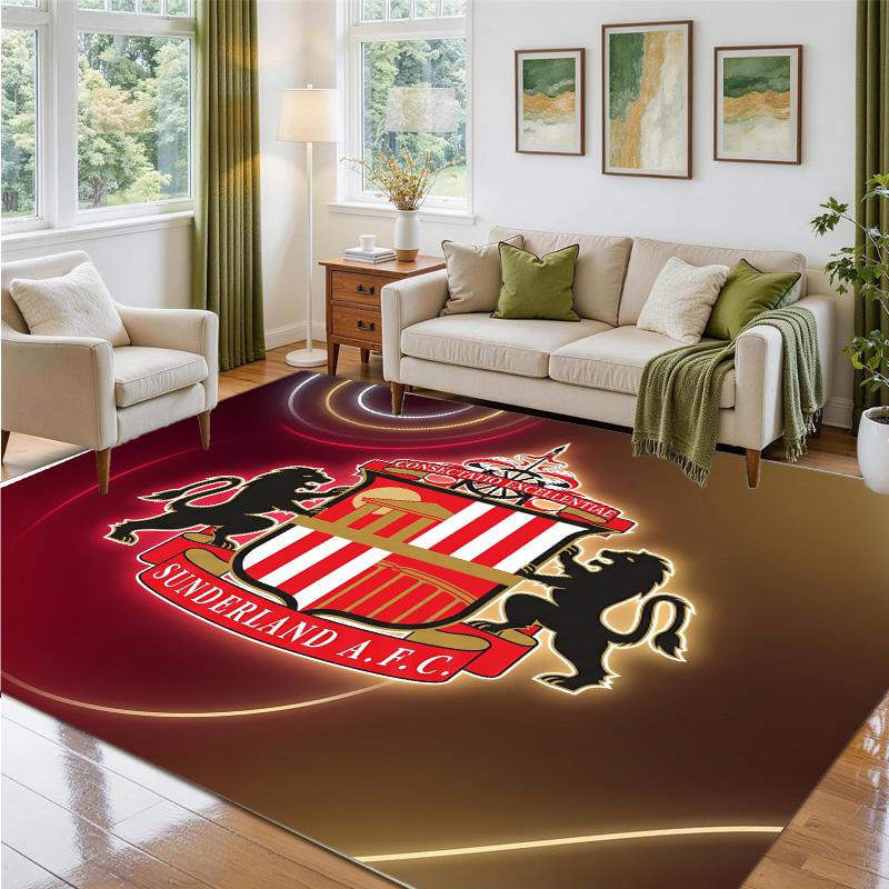 Sunderland Football Design Crystal Velvet Rug Soft Decorative Mat for Bedroom Entrance