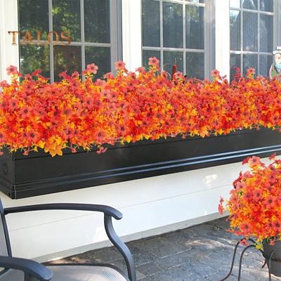 Artificial Fall Boxwood Realistic Decorate Colorfast Decorative Faux Plastic Greenery Shrub Plant Outdoor