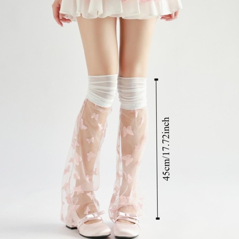 Bow Korean Style Lace Leg Sleeve Knee High Y2K Loose Socks Foot Cover Soft Fashion Mesh Boots Cover Streetwear