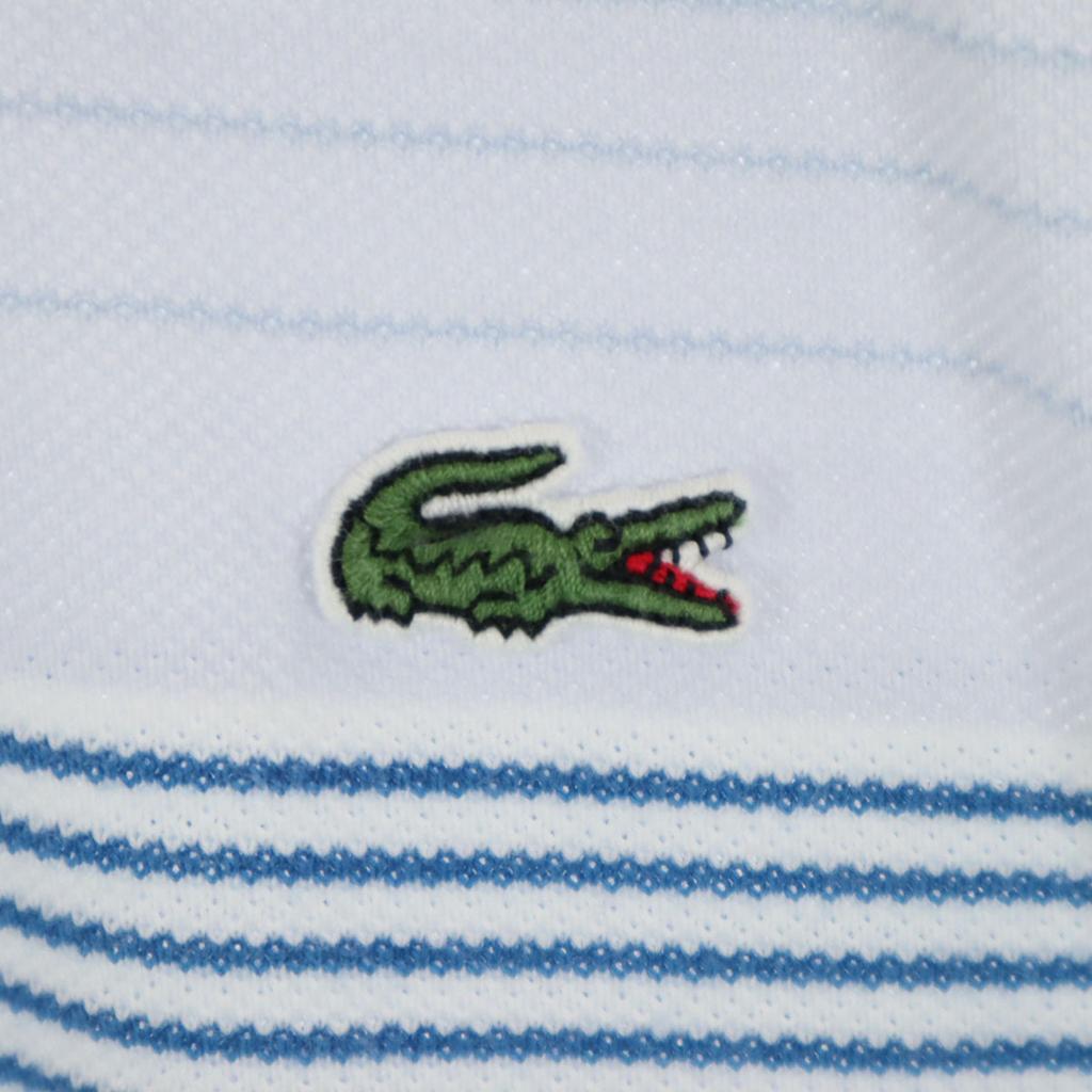 Lacoste Hergestellt in Japan Streifenmuster Kurzarm Poloshirt 5 Blau Herren Gebraucht