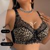 Leopard Print Plus Size Bra Thin Seamless Wireless Brassiere For Women