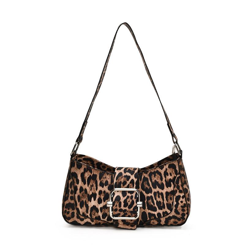 

Small Fashionable Square Leopard Print Tote Bag For Women With Trendy Style хаки