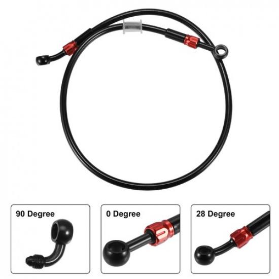1 Set AN3 M10 Motorcycle Hydraulic Brake Line Oil Hose Pipe 70cm Black Red
