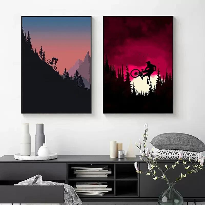 Vintage Mountain Bike Posters Print Canvas Painting Sport Fans Wall Art Picture For Living Room Home Decoration