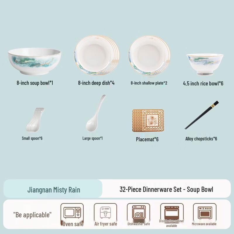 Light Luxury Underglaze Ceramic Dinnerware Set