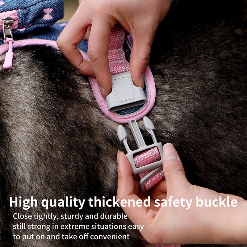 Dog Chest and Back Harness with Back Collar Style Leash for Outdoor Dog Walking Pet Chest and Back Harness