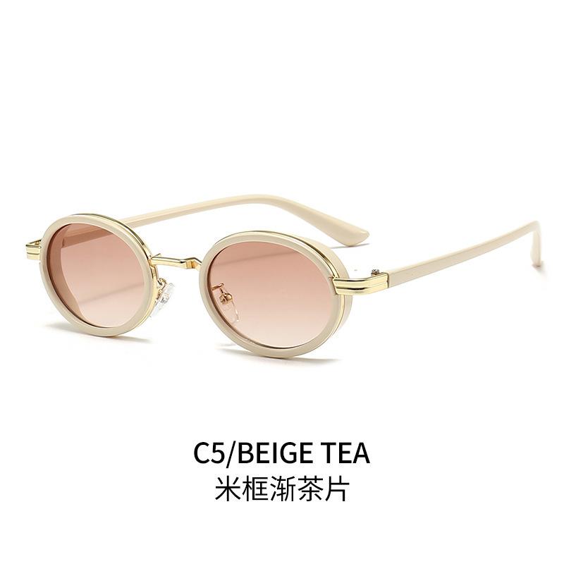 Metal Small Frame Punk Oval Sunglasses Steam Futuristic Retro Sunglasses Women'S Street Shot Glasses