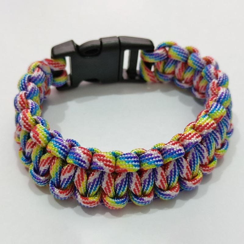 Adjustable Outdoor Camping Paracord Survival Braided Rope Bracelet Men Black Stainless Steel Adjustable Clasp Tool Accessories