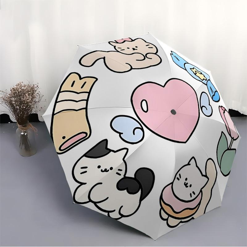 1pc Cute Cat Automatic Open/close Folding Umbrella, Compact Portable Travel Umbrella, Perfect Birthday/Christmas, Cute Umbrella, Durable Con