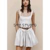 Spring New Women's Clothing American Pure Desire Style with Belt Silm Sleeveless Sling Short Dress 2180326