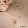 GEMCHIC Women's Gold Flower Necklace Set with Dangle Earrings and Ring, Luxury Titanium Steel Jewelry