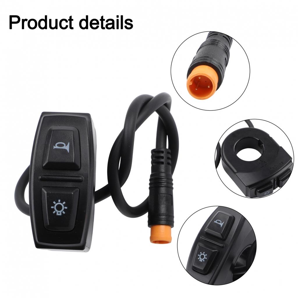 Electric Bike Switch with Dual Control for Headlight and Speaker 3pin Fit