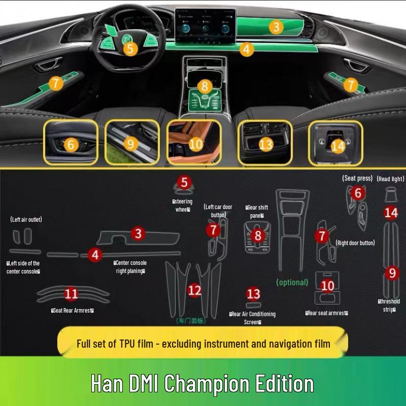 BYD Han DMI EV Interior Film Screen Protector & Dashboard Sticker - Transparent