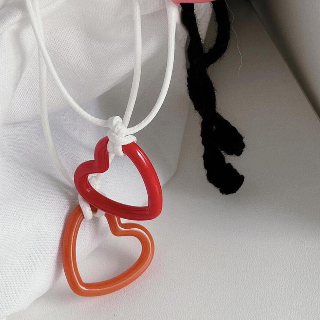 Sweet Hollow Heart Pendant Necklace Party Jewelry Fashion Statement Choker Simple Colorful Cord Collar Necklace