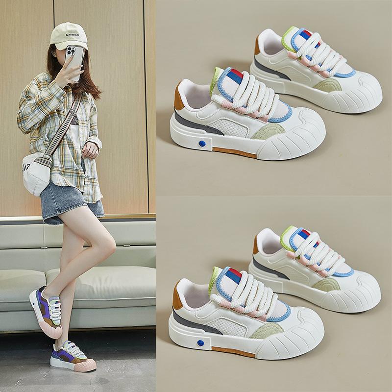 Spring White Shoes New Style of Female Students' Thick Sole Height-enhancing Sports and Casual Shoes Trend