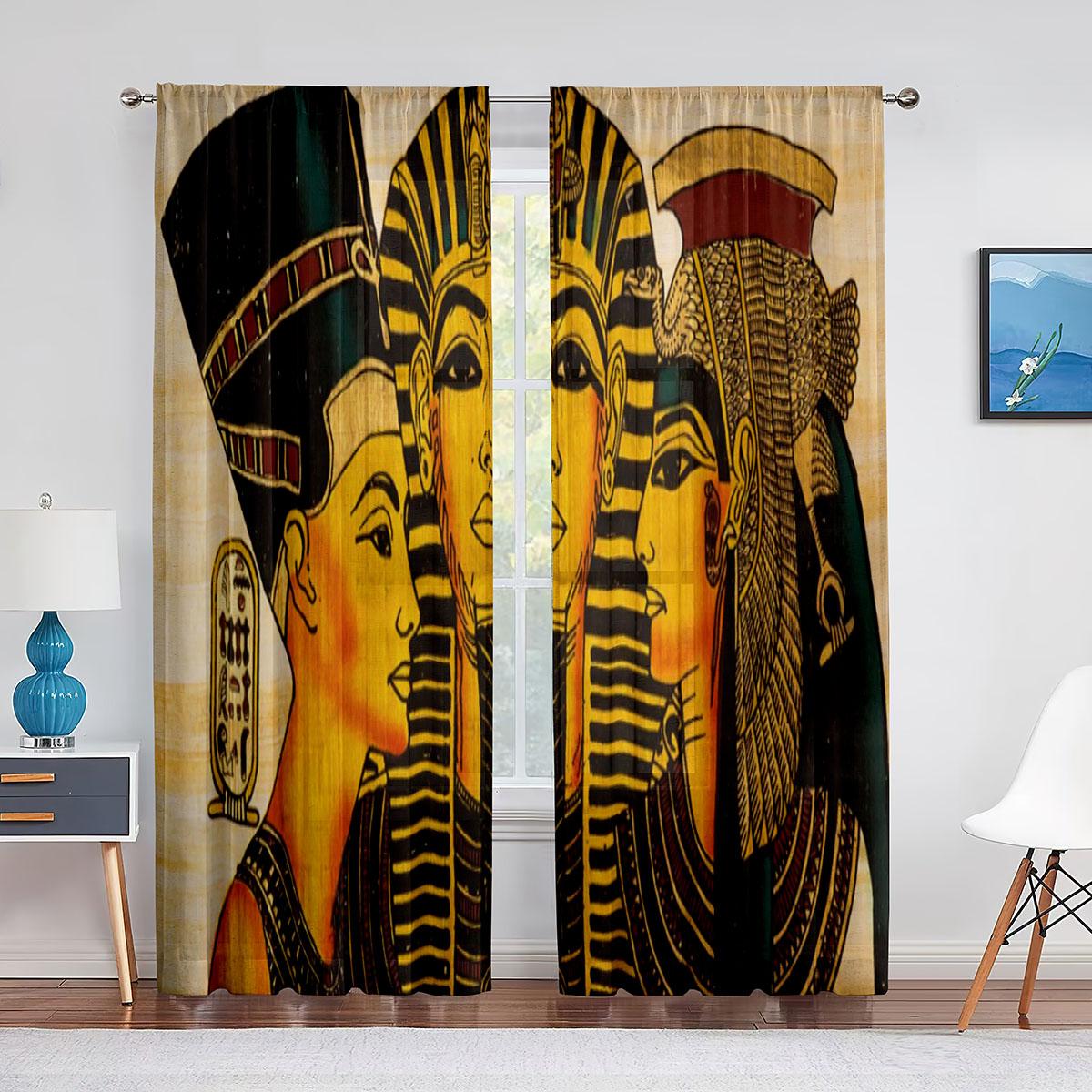 

Египетская старая историческая империя, прозрачная вуаль, шторы для спальни, гостиной, кухни, украшение, шифоновая тюль, занавеска на окно 1 PCS W100XH250cm&Rod Pocket