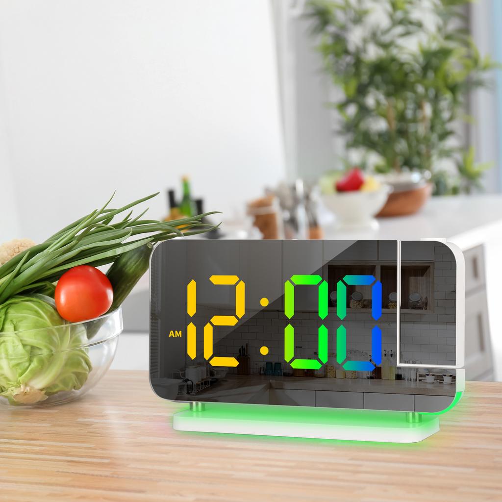 RGB Renkli LED Elektronik Saat Renkli Gece Lambası Çalar Saat Ev Dekorasyonu Projeksiyon Saati