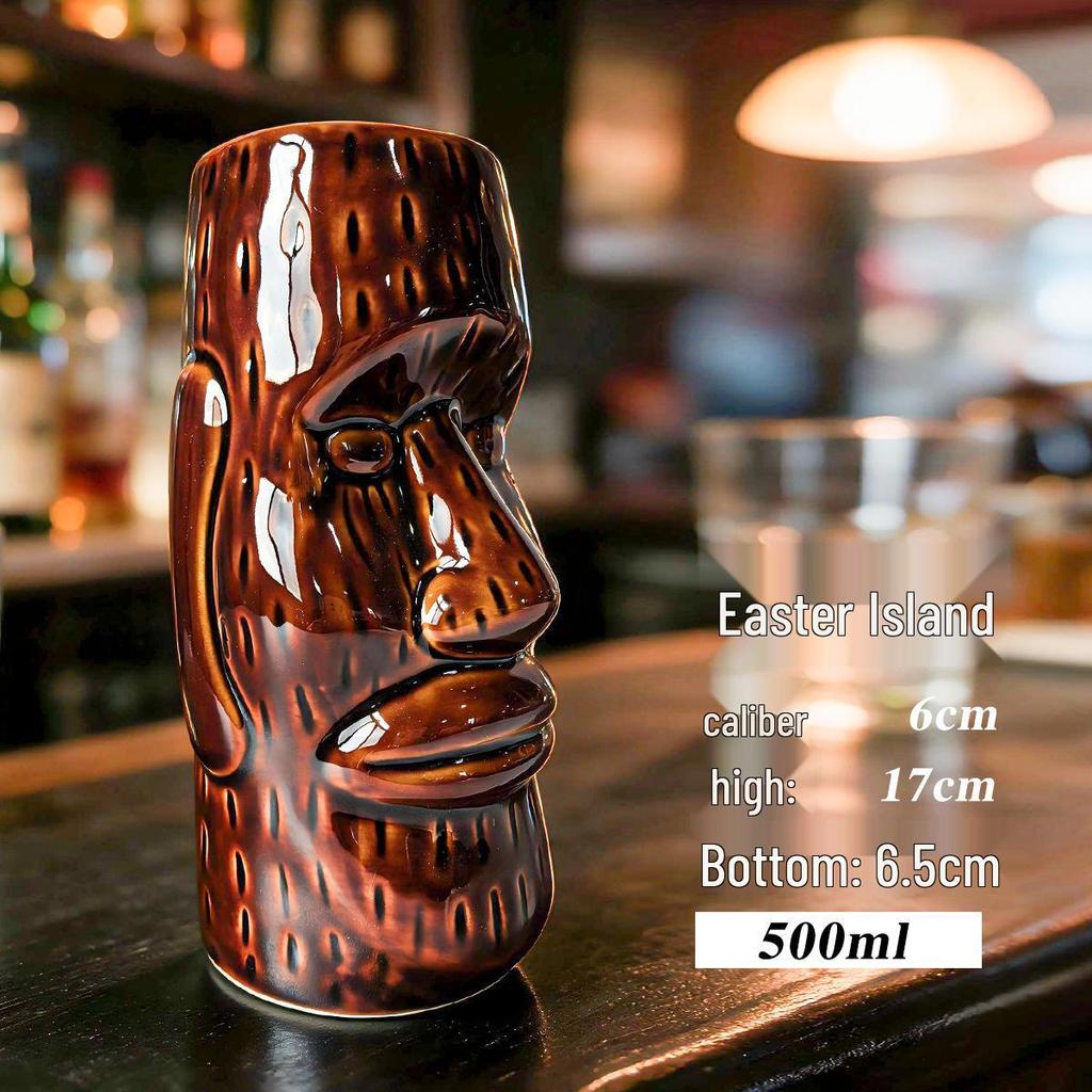 Bicchiere da Cocktail in Ceramica Teschio Zombie Tiki Hawaiano