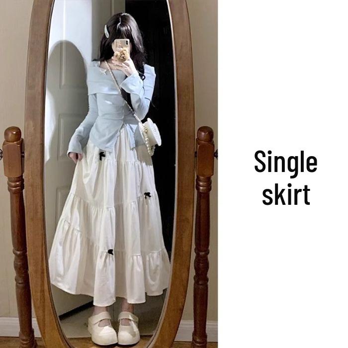 French Blue Long-Sleeve Spring Dress for Women 2025 - Small Sizes Available
