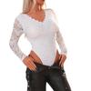 Slimming Lace V-Neck Backless Long Sleeve See-Through Lingerie Bodysuit