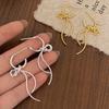 Trendy European & American Bow Pendant Stud Earrings with Tassels