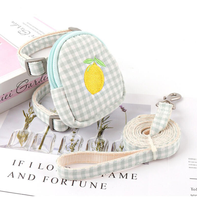 Check Pocket Harness Dog Walking Leash for Companion Dogs