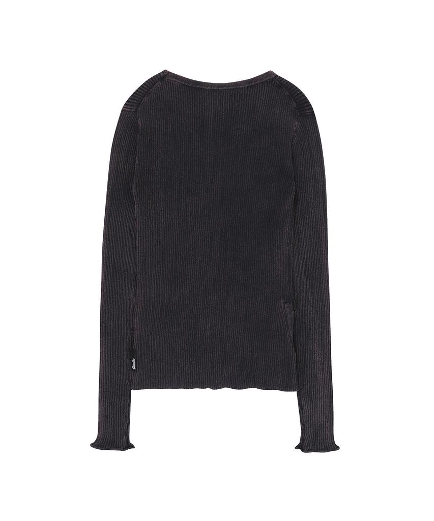 Syupeodeulai W Washed Slit Knit Long Sleeve Dark Gray