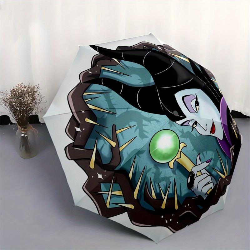 Maleficent,Sorcery Themed Automatic Opening and Closing Folding Umbrella, Reinforced 8 Ribs, Compact Travel Design, Fashionable Folding Umbr