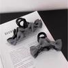 Grey Double Bow Claw Clip - Elegant Large Fabric Hair Accessory