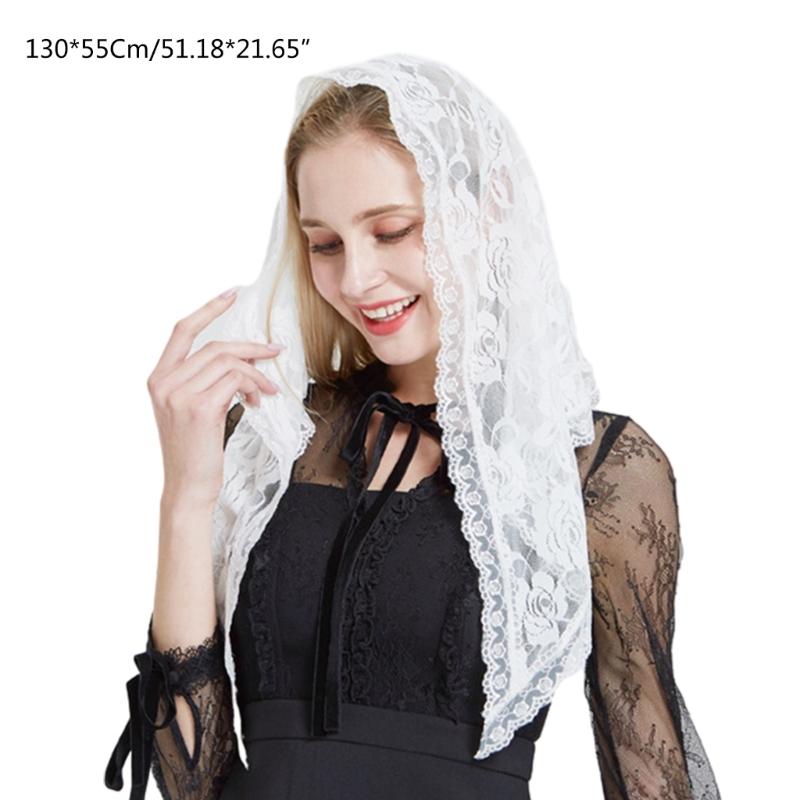 Triangle Scarfs for Summer Triangle Shawl with Floral Pattern for Ladies Mother Church Funerals Pray Sunproof Supplies