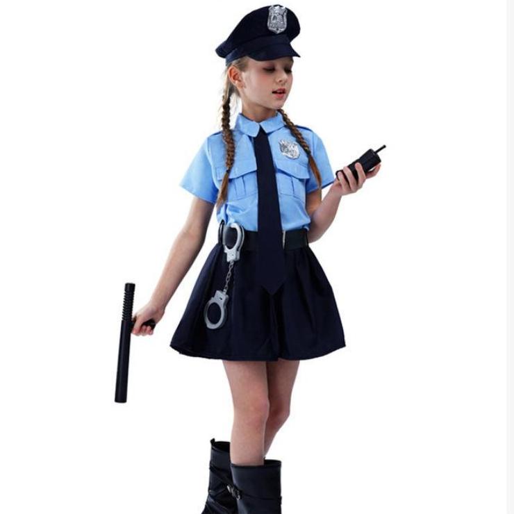 Dívčí kostým policistky Roztomilý policista Hra Cosplay Uniforma Dětský Halloweenský Cosplay Oblečení KTB
