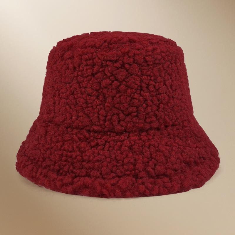 Autumn and winter thermal basin hat retro bucket hat word men and women lamb wool bucket hat