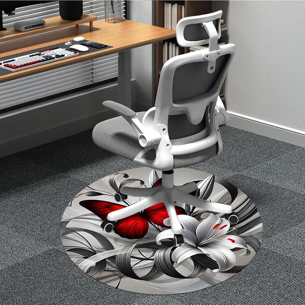 

1pc Butterfly Lily Pattern Chair Carpet for Office Machine Washable Rug for Office, Good Gift for Family or Friends yy251225229 80cm by 80cm