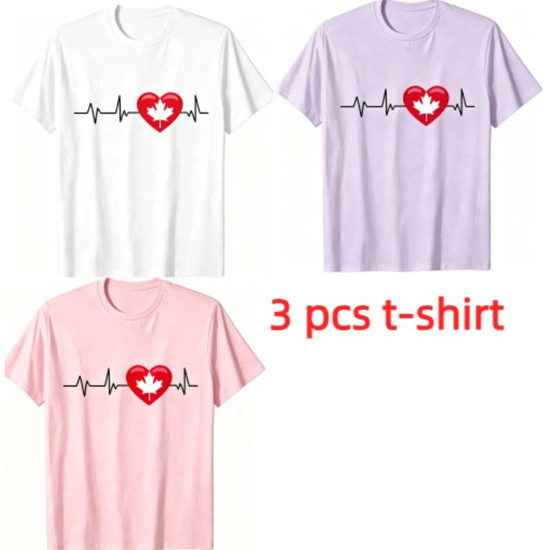 I Love Canada Pattern Print Men's T-shirt Summer Men's and Women's Casual Fashion Tops Men's Short Sleeve T-shirt Oversize Clothing