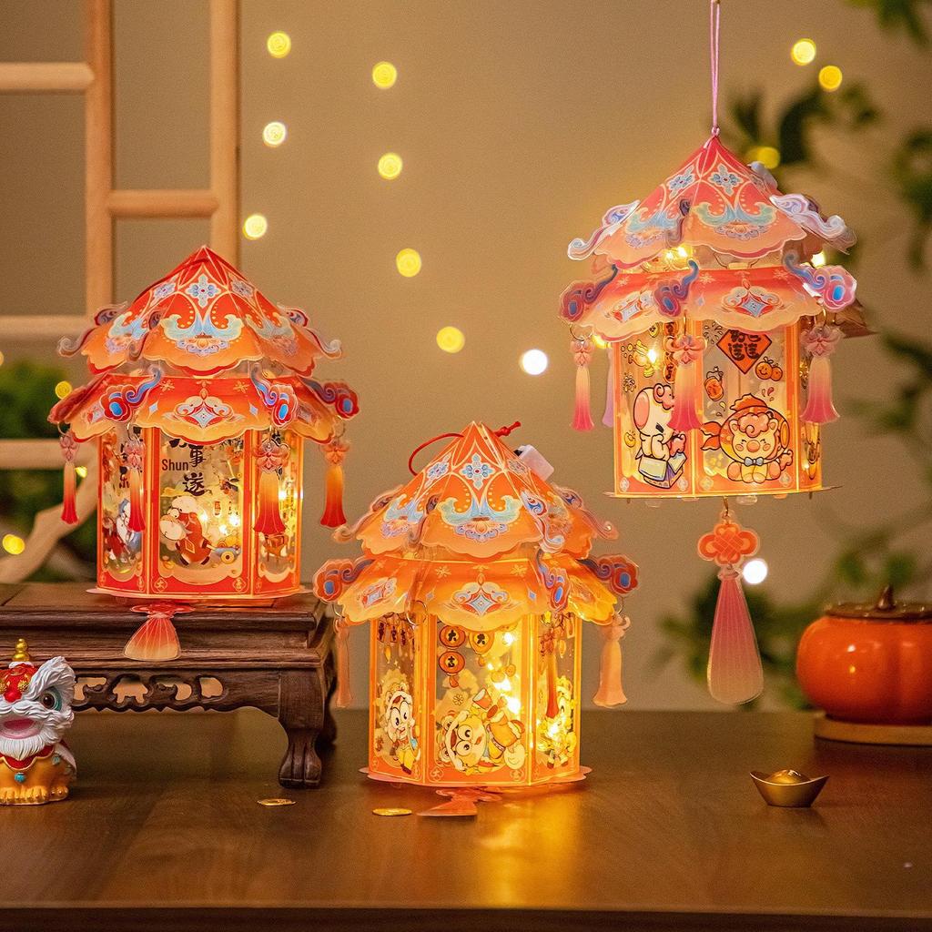 2026 Spring Festival Children's DIY Glowing Flower and Palace Lanterns Material Kit