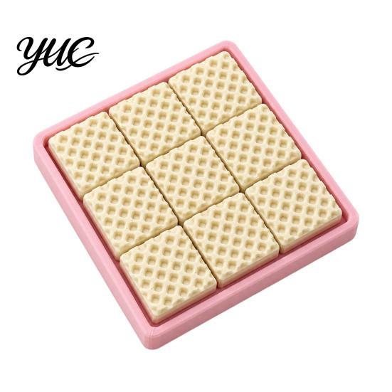 Stress Relief Toys 3D Printed 9-Square Fidget Clicker Toy, Simulation Fruit Cookie Pressing Portable Desk Fidgets Keychain, Click Desktop Ornament,