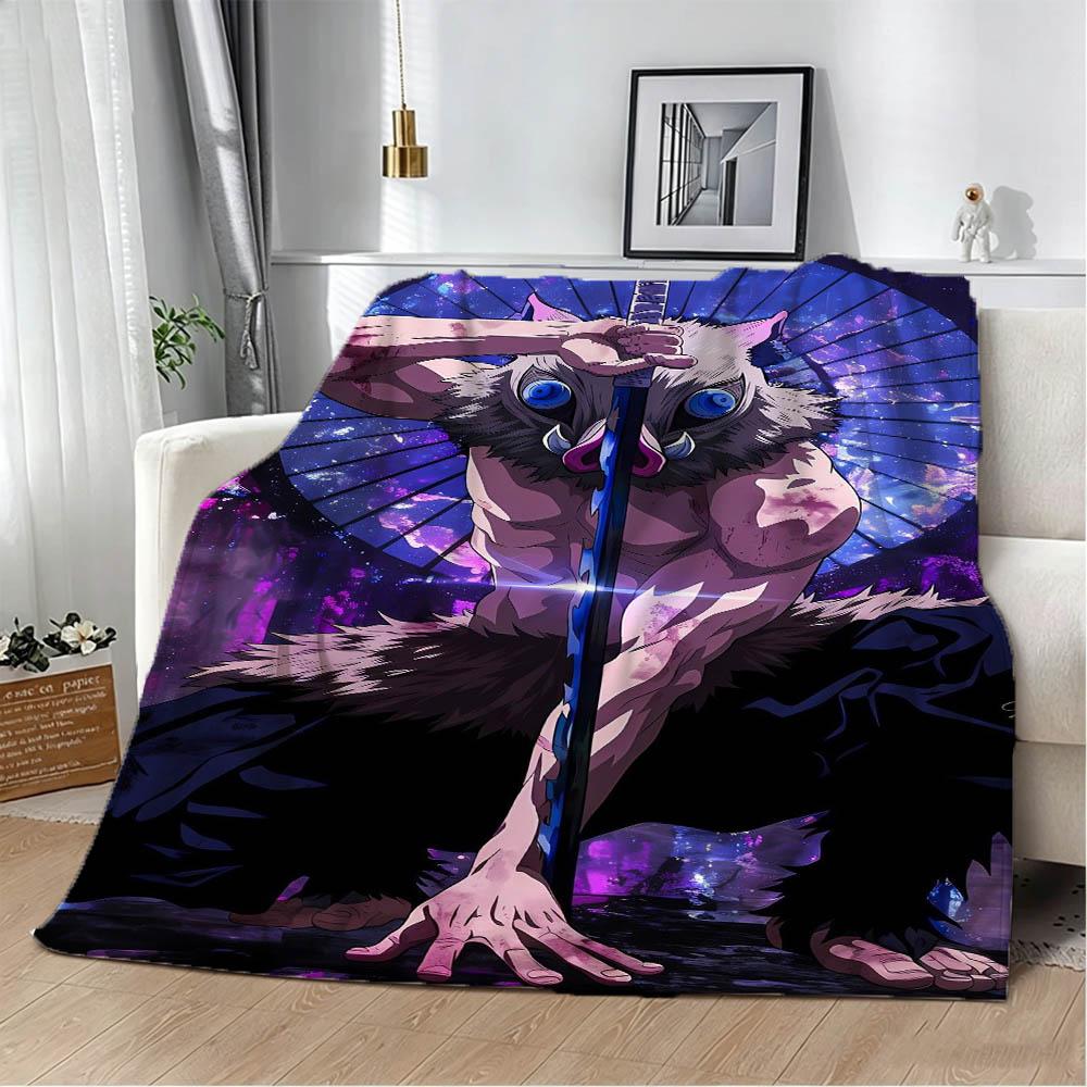 3D Cartoon Demon S-Slayer Anime Nezuko Flannel Blanket Soft Throw Blanket Art For Home Decor Bedroom Bed Sofa Picnic Fans Gifts