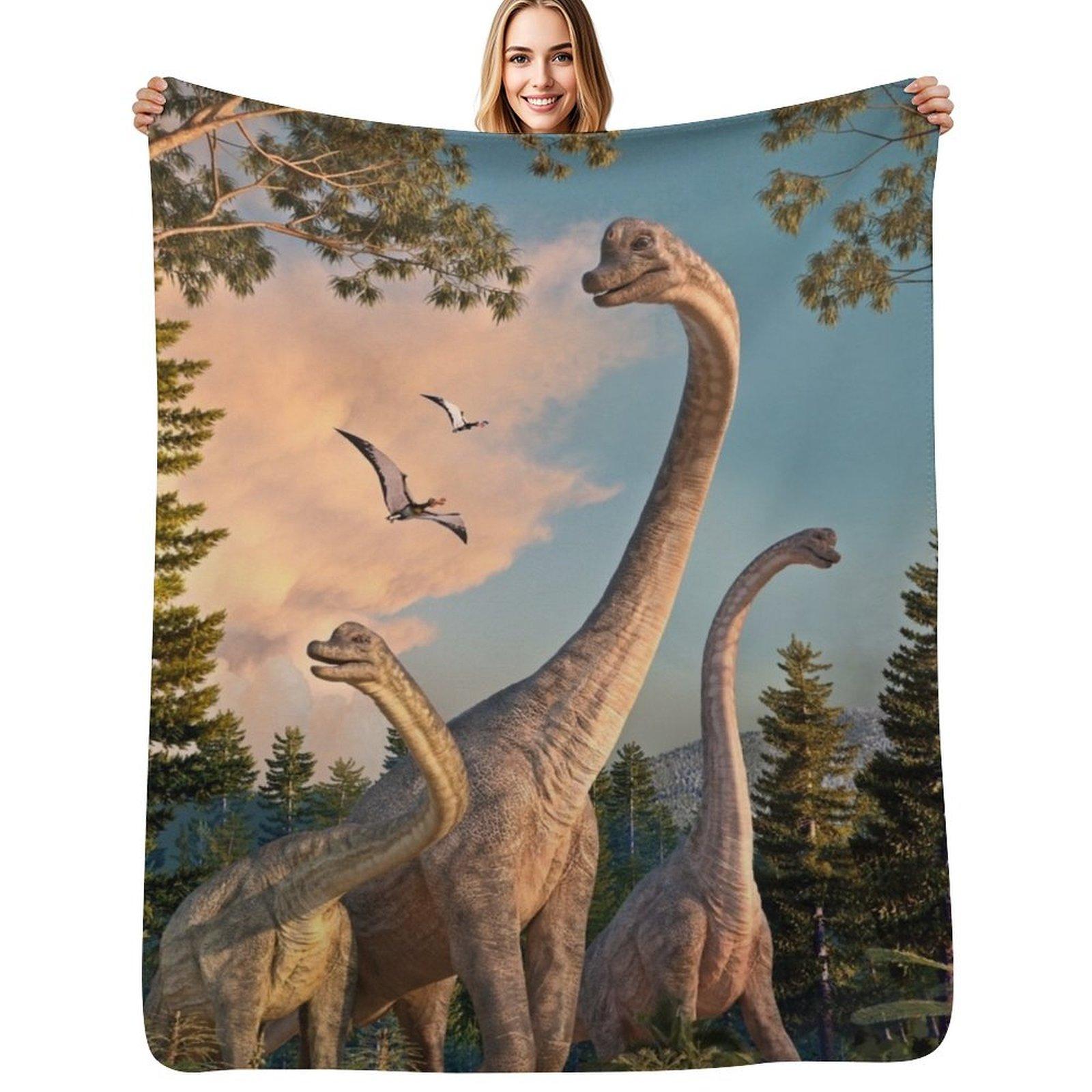 Brachiosaurus Walk Throw Blanket Soft Comfort Blanket for Reading Watching TV 102x76cm(40x30in)