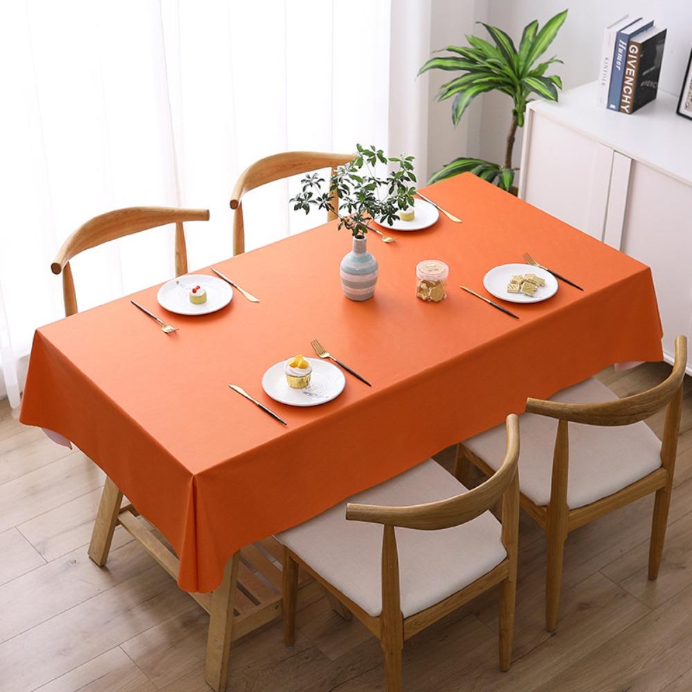 Durable Solid Color PVC Tablecloth Thickened Waterproof Square Table Cover Oil Proof Anti-scalding Table Cloth Table