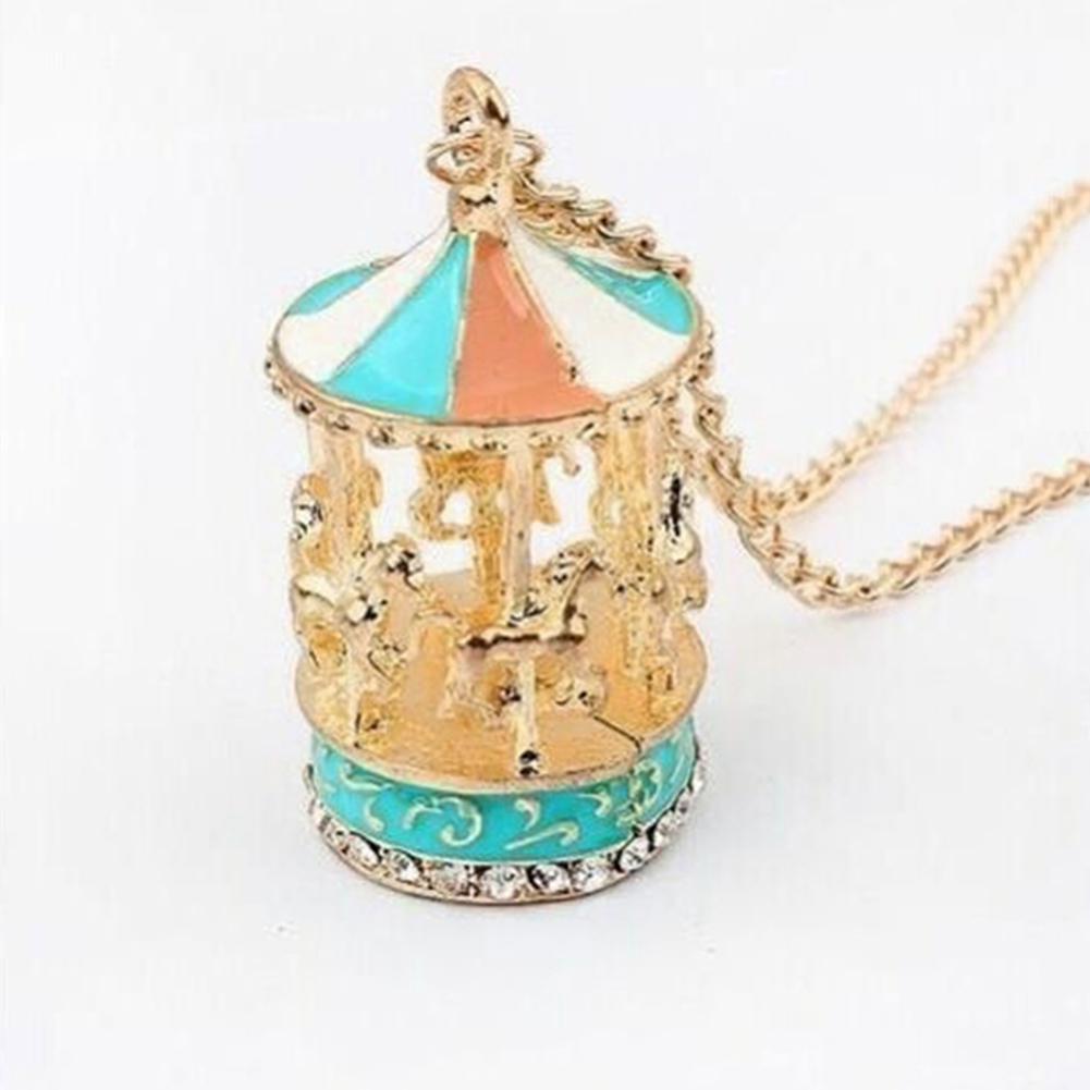 BLUELANS NECKLACE Wonderful Pendant Sweater Chain Carousel Merry-Go-Round Enamel Charm Necklace Women Present
